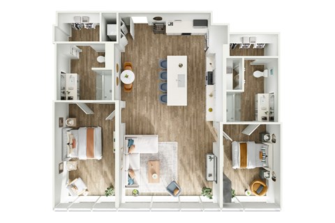 Floor plan for 2 beds, 1 bath, 1215 sqft